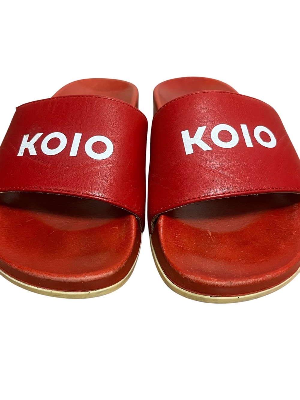 KOIO Slide Sandals Red Leather Made in Italy Minimalist EU 38 US 7.5/8 - Picture 9 of 12